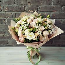 Букет цветов из:  Альстромерии, Розы и Хризантемы в Мошково