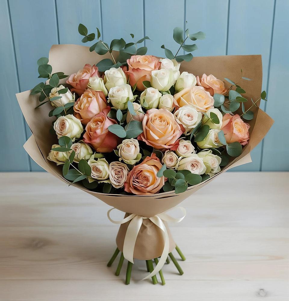 Букет цветов из: Альстромерии и Розы в Мошково