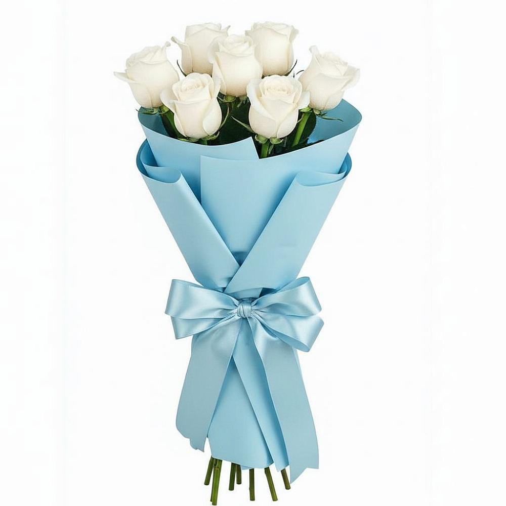 Букет 7 белых роз Проуд в Мошково