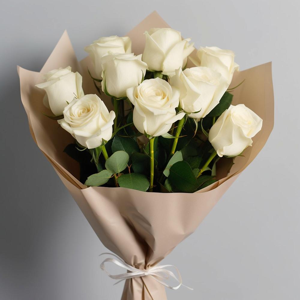 Букет 9 Белых роз Эдлесс Лав в Мошково