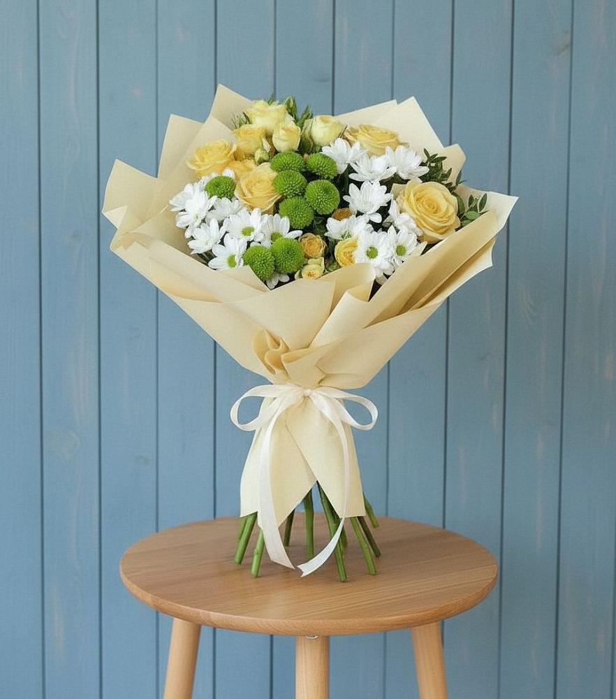 Букет цветов из: Хризантемы и Розы в Мошково