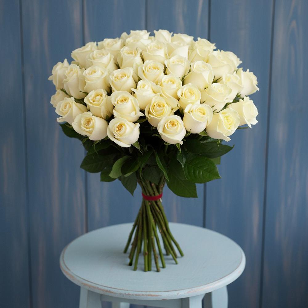 Букет 51 Белая роза Эдлесс Лав в Мошково