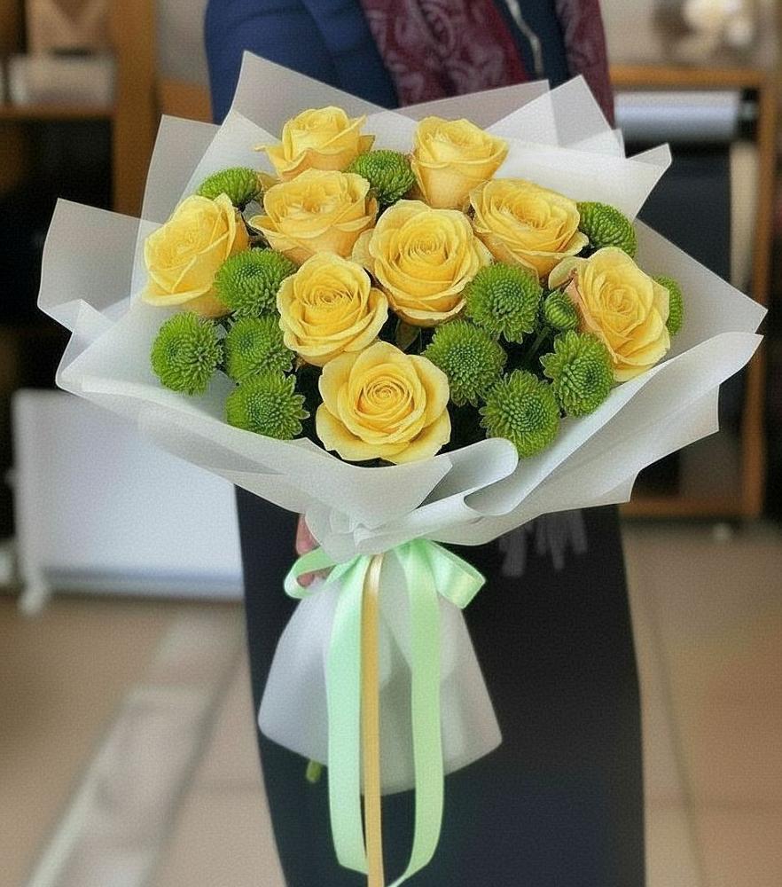 Букет цветов из: Хризантемы и Розы в Мошково