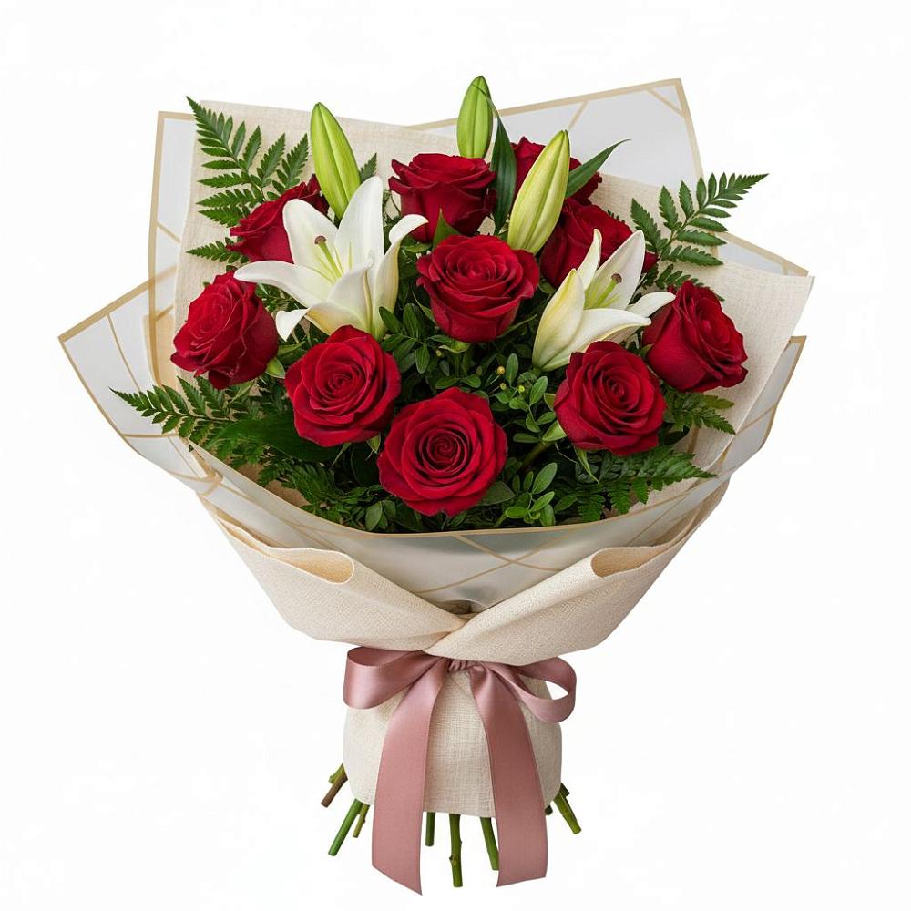 Букет цветов из: Лилии и Розы в Мошково