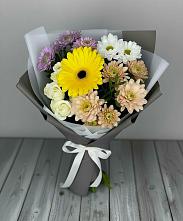 Букет цветов из:  Розы, Герберы и Хризантемы #REPLACE_PRED# Мошково