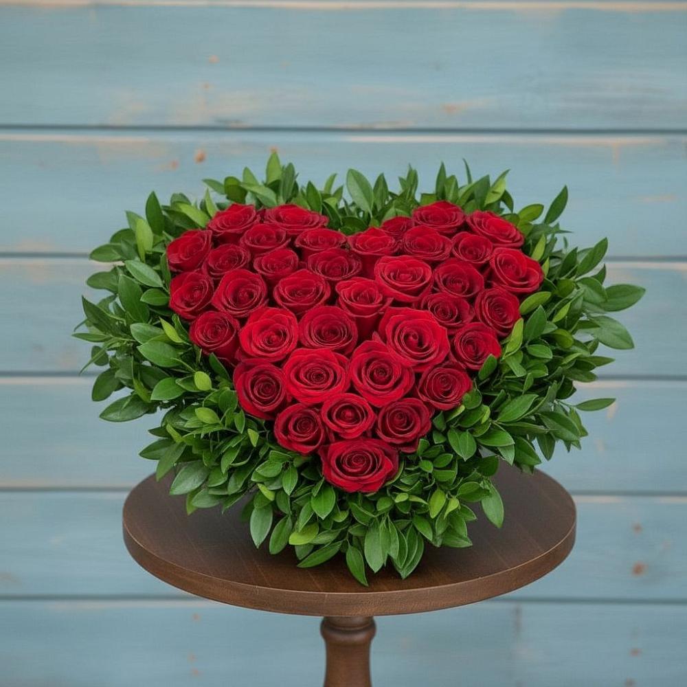 Цветочная композиция из Розы в виде сердца в Мошково