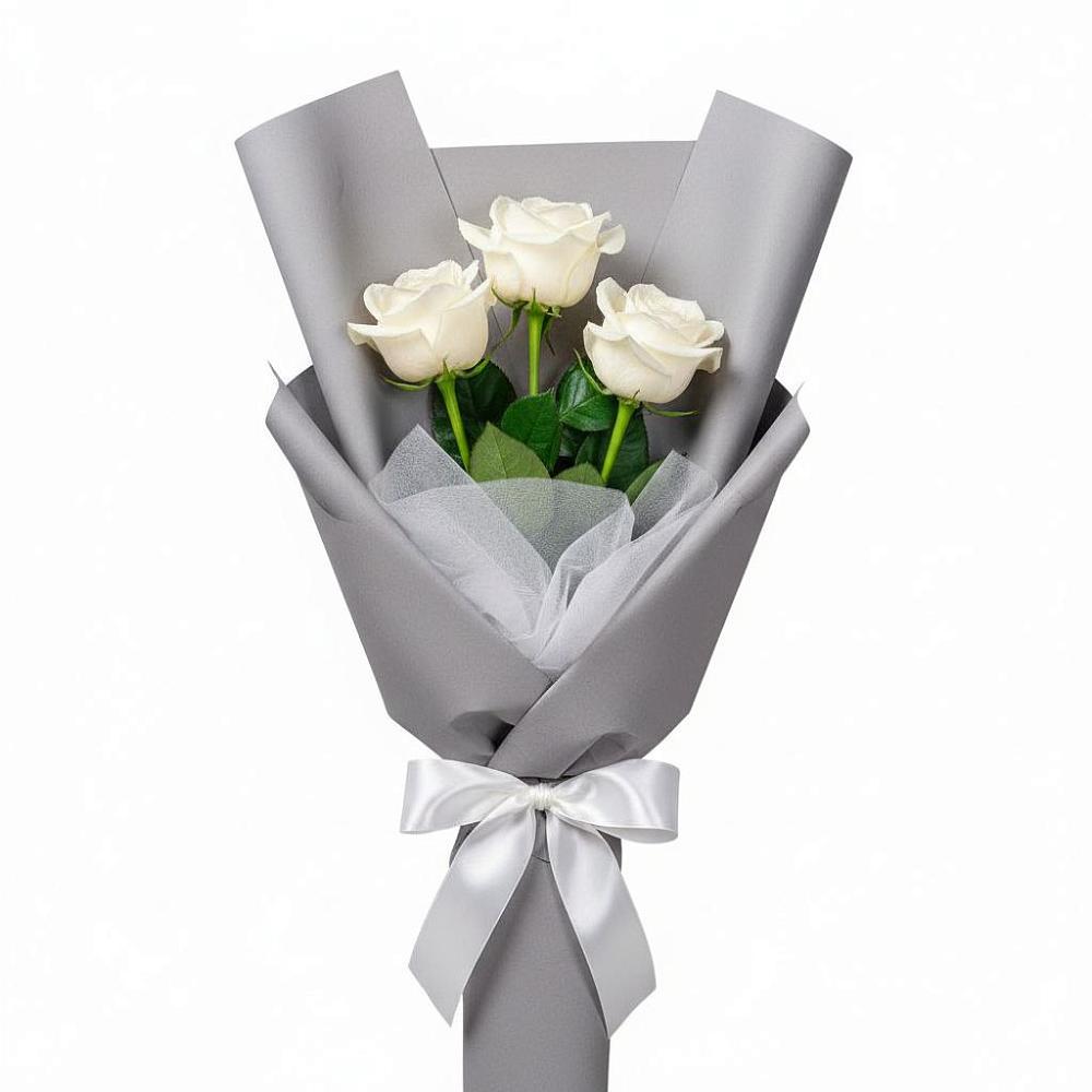 Букет 3 белые розы в Мошково