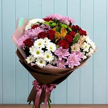 Букет цветов из:  Розы, Хризантемы и Альстромерии в Мошково