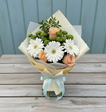 Букет цветов из:  Герберы, Розы и Хризантемы в Мошково
