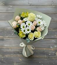 Букет цветов из:  Альстромерии, Розы и Хризантемы в Мошково