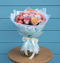 Букет цветов из:  Хризантемы и Розы в Мошково