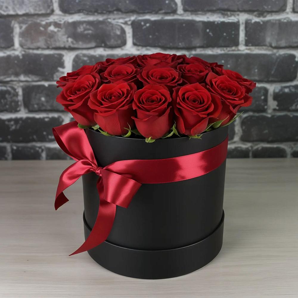 Цветочная композиция из Розы в шляпной коробке в Мошково