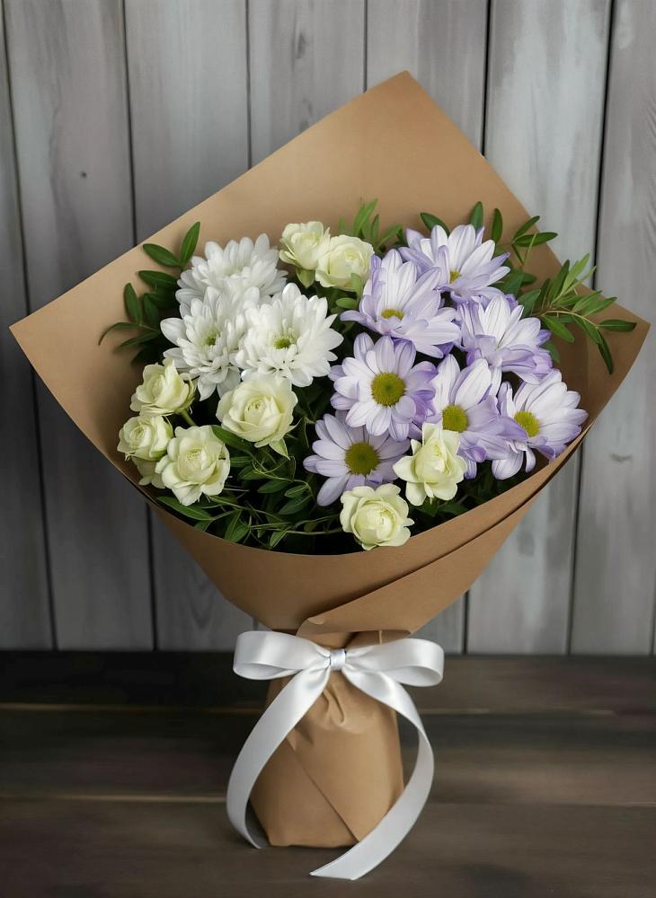 Букет цветов из: Хризантемы и Розы в Мошково