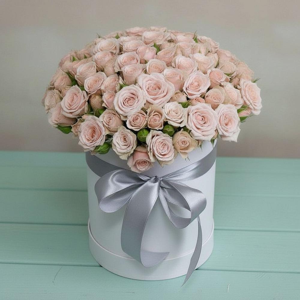 Цветочная композиция из Розы в шляпной коробке в Мошково